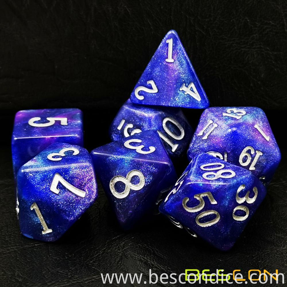 7pcs Polyhedral Rpg Dice Set Milky Way 4